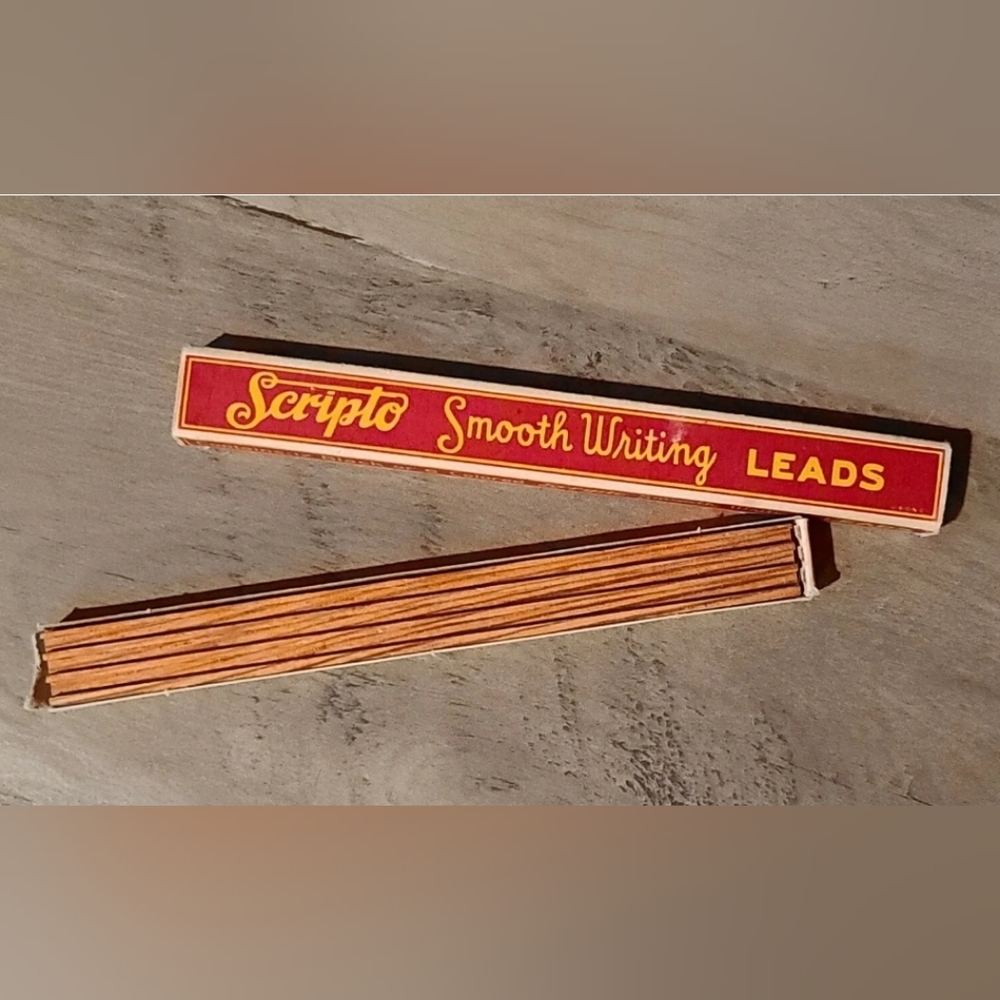 Vintage Scripto Smooth Writing Leads, Wooden Holder, Empty, Box Only